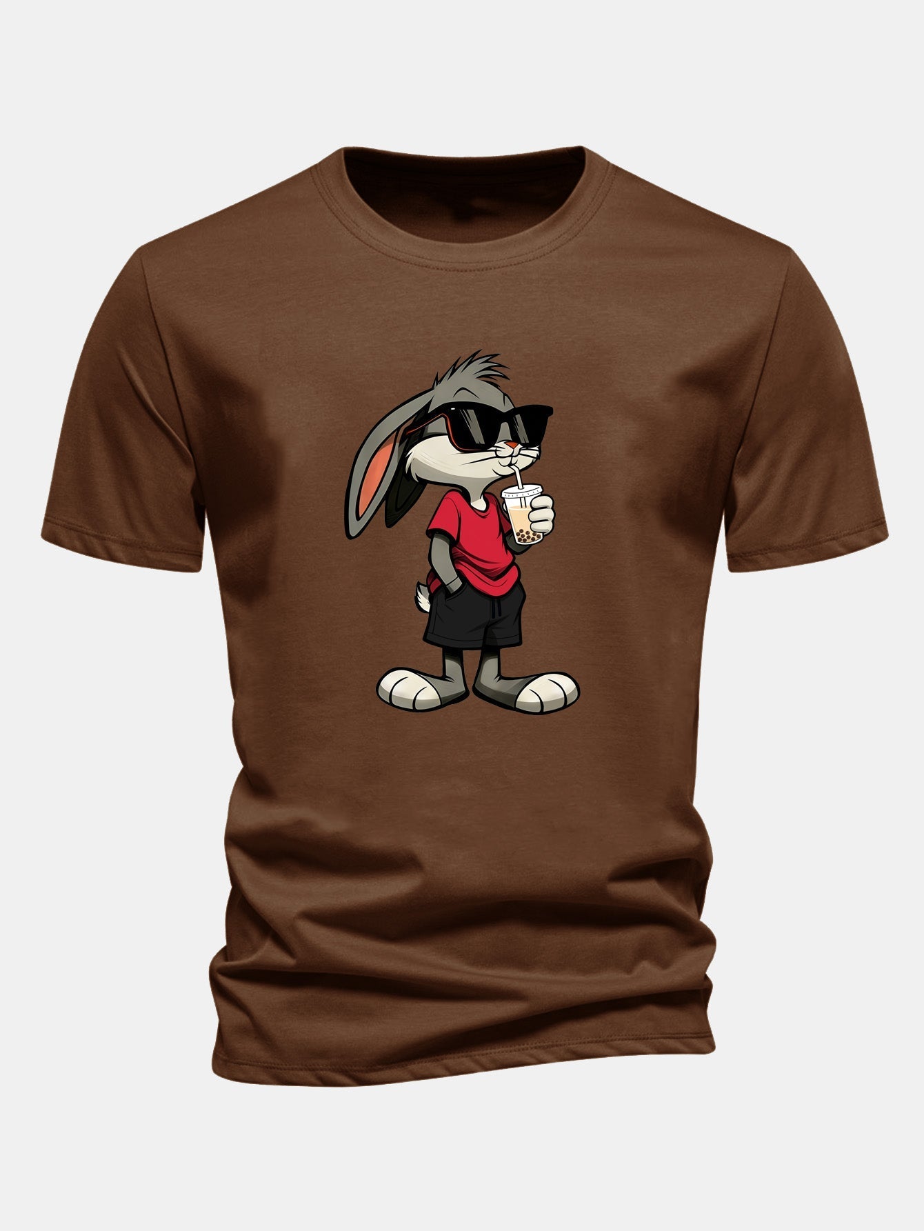 Classic Fit Cotton T-Shirt with Cartoon Rabbit Design