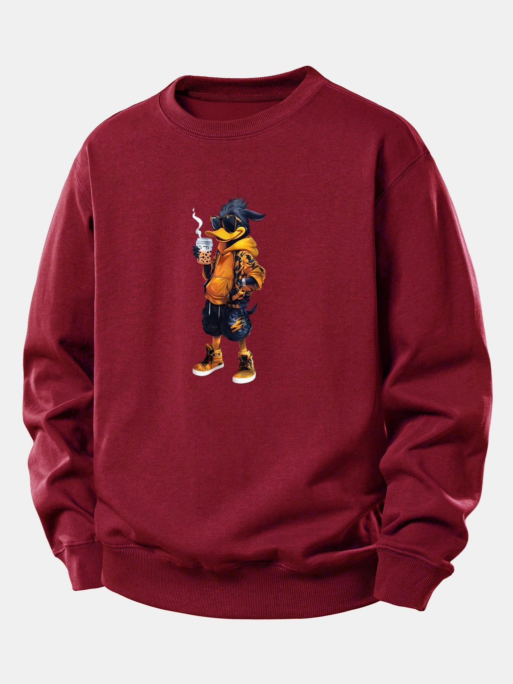 Relaxed Fit Sweatshirt with Cartoon Duck Design