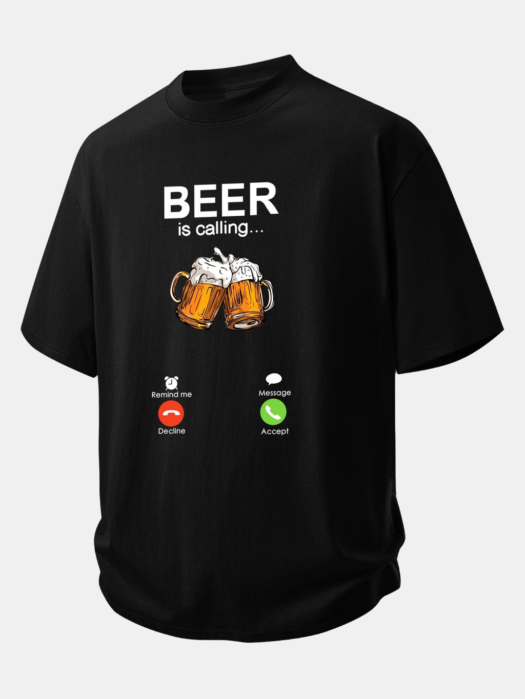Comfortable Cotton T-Shirt with 'Beer Is Calling' Print