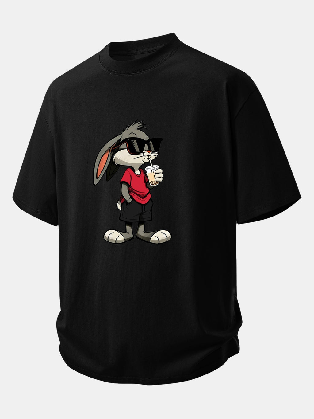 Comfortable Cartoon Rabbit Graphic Cotton Tee
