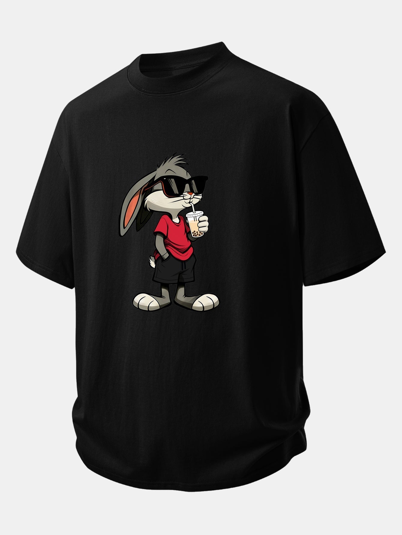 Comfortable Cartoon Rabbit Graphic Cotton Tee