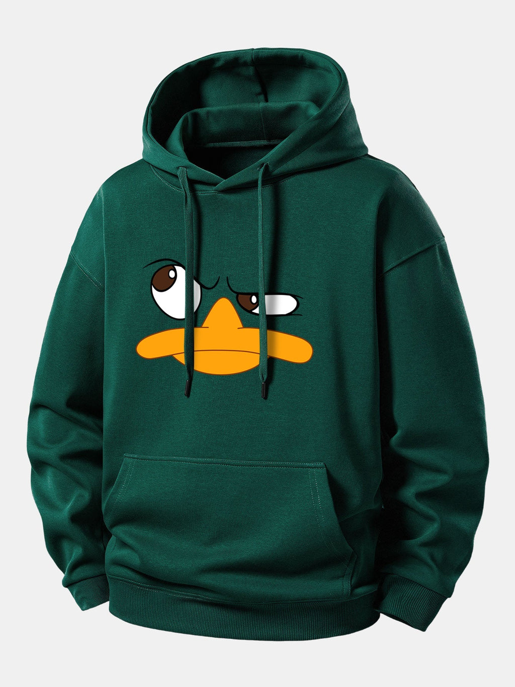 Relaxed Fit Hoodie with Emoji Duck Design