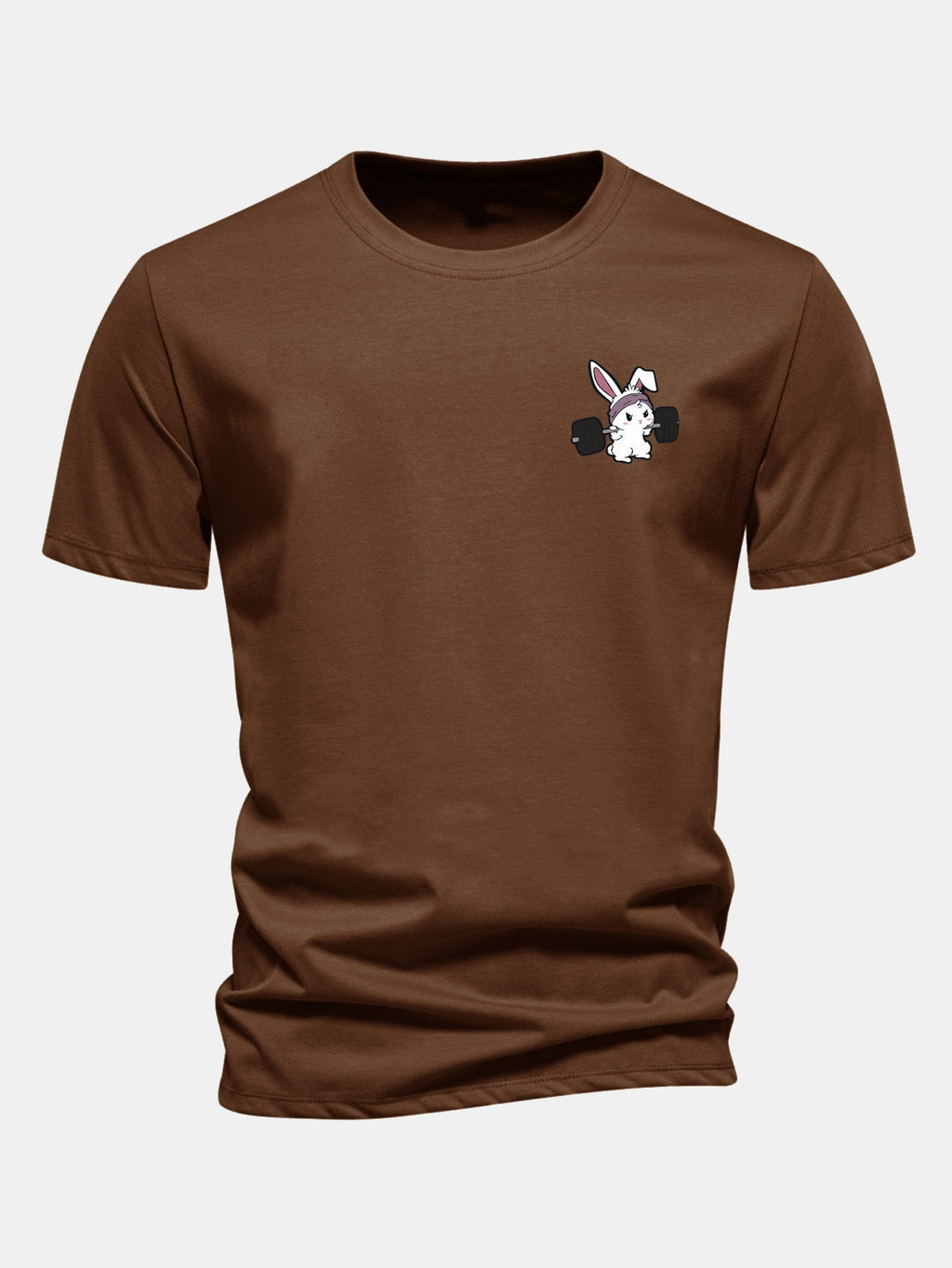 Classic Fit Cotton T-Shirt with Fitness Rabbit Print