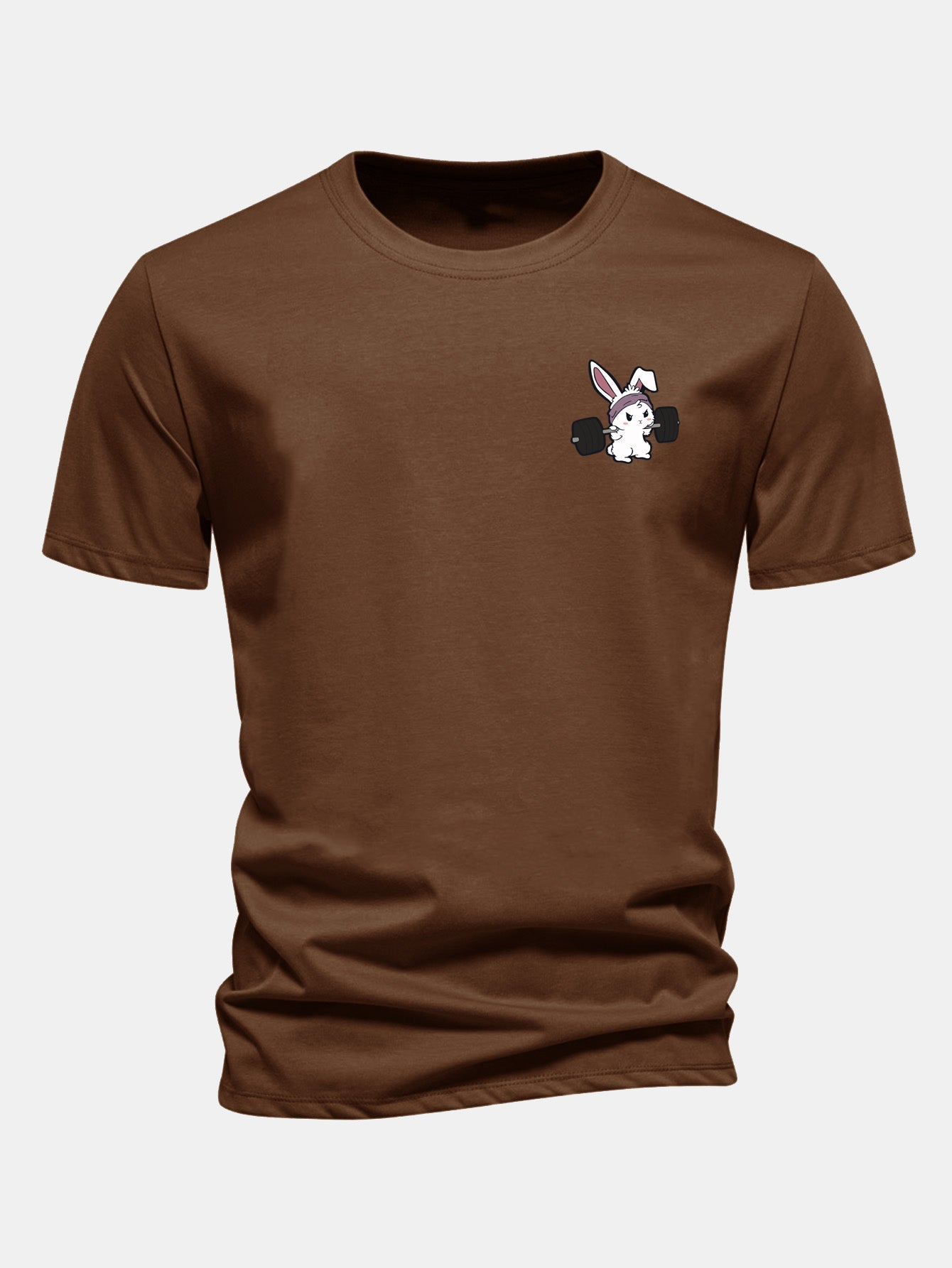 Classic Fit Cotton T-Shirt with Fitness Rabbit Print
