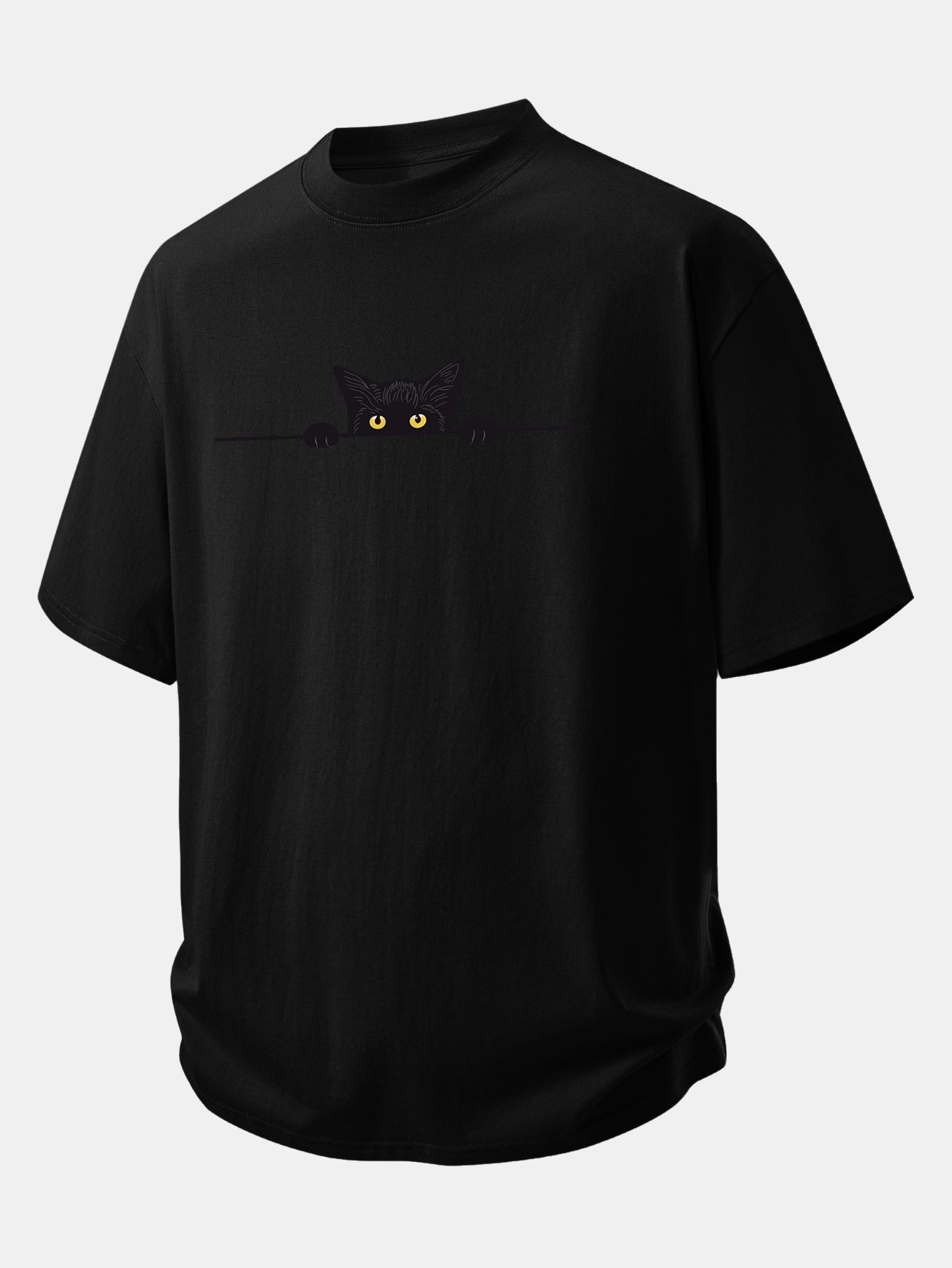 Comfortable Black Cat Graphic Cotton T-Shirt
