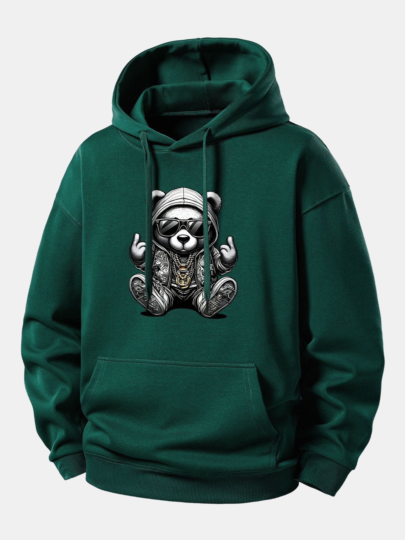 Relaxed Fit Hoodie with Hip Hop Bear Graphic