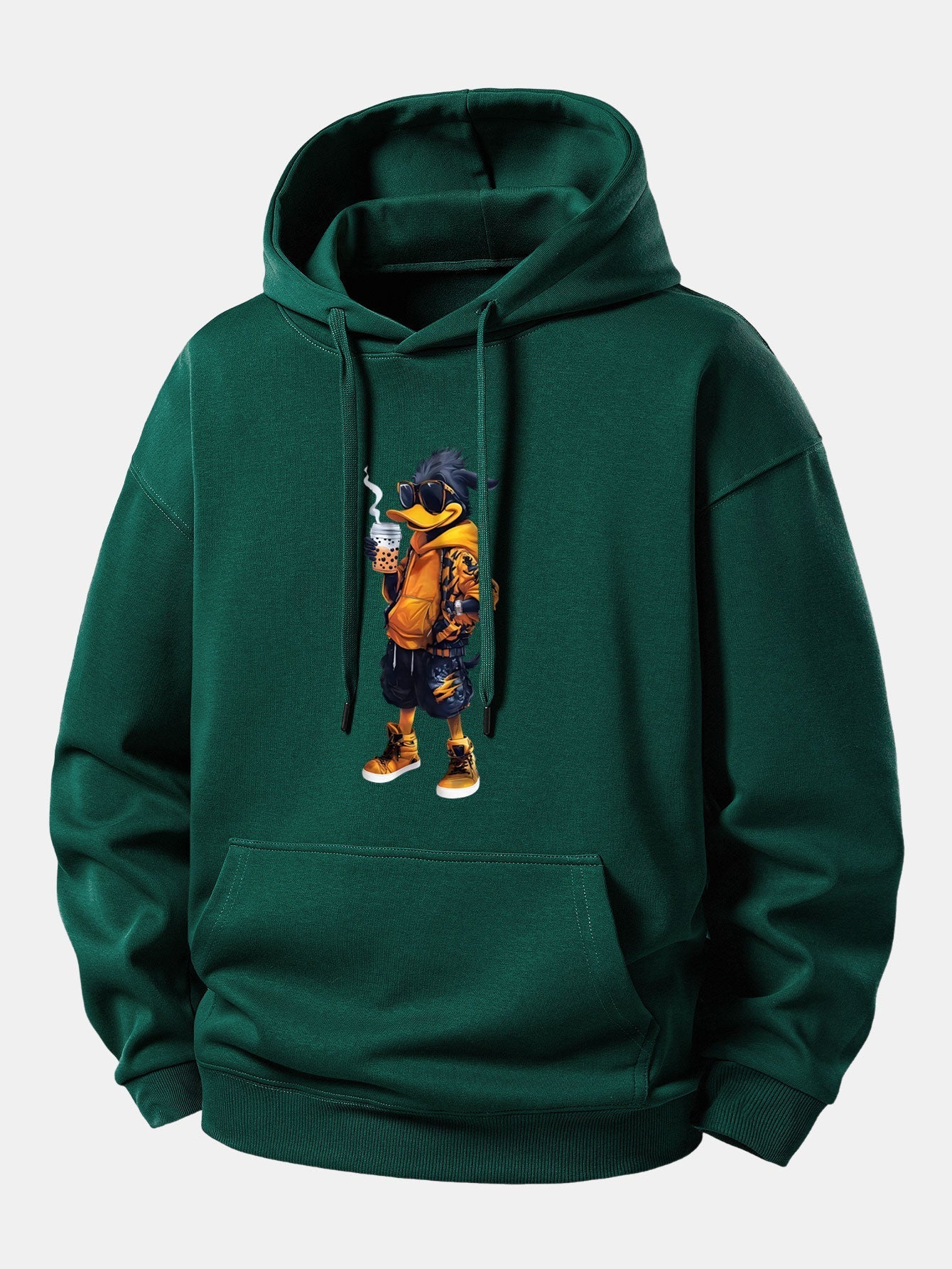 Relaxed Fit Hoodie with Cartoon Duck Design