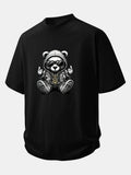 Comfortable Hip Hop Bear Graphic Cotton Tee