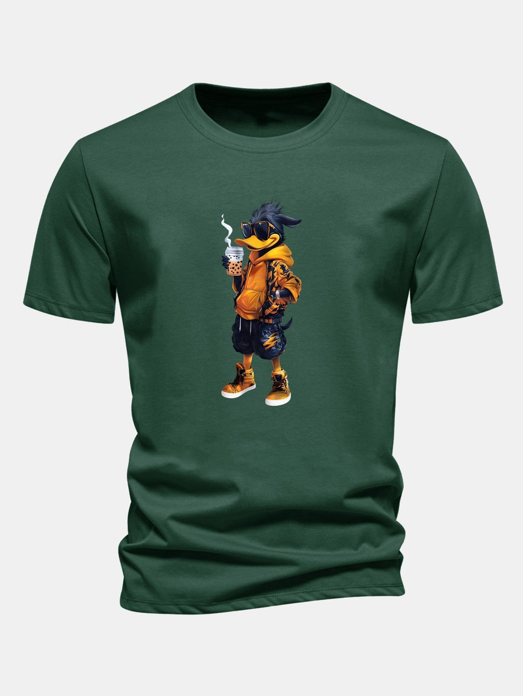 Classic Fit Cotton T-Shirt with Carton Duck Print