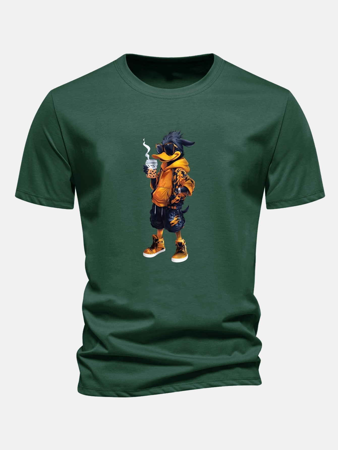 Classic Fit Cotton T-Shirt with Carton Duck Print