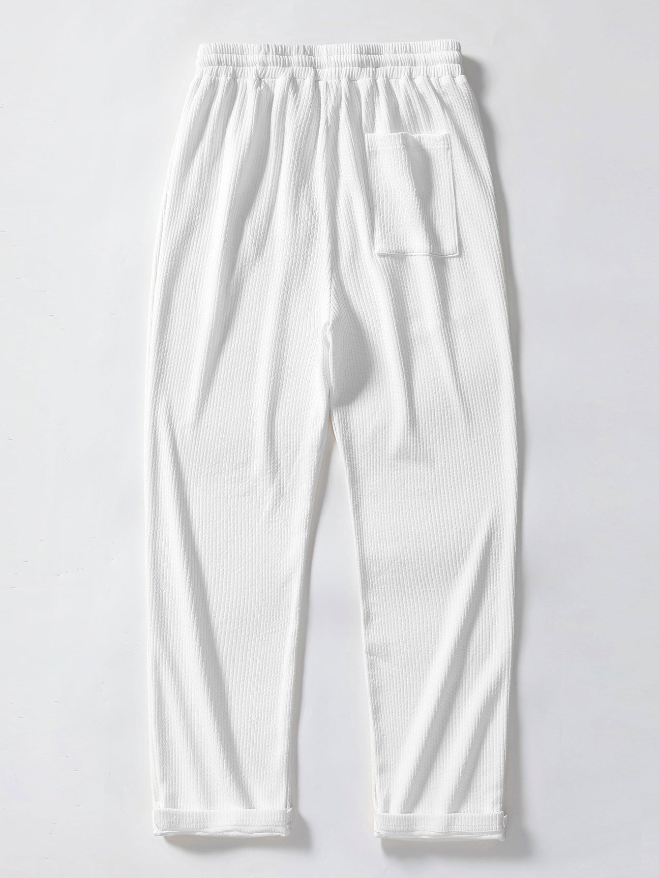 Ribbed Button-Up Shirt with Contrast Details & Straight-Leg Ribbed Trousers