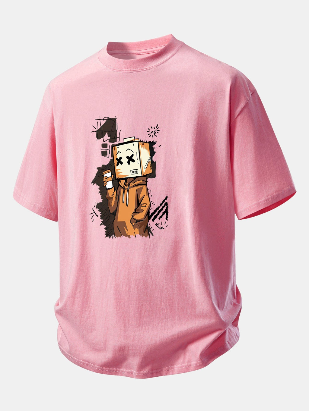 Comfortable Cartoon Box Head Graphic Cotton T-Shirt