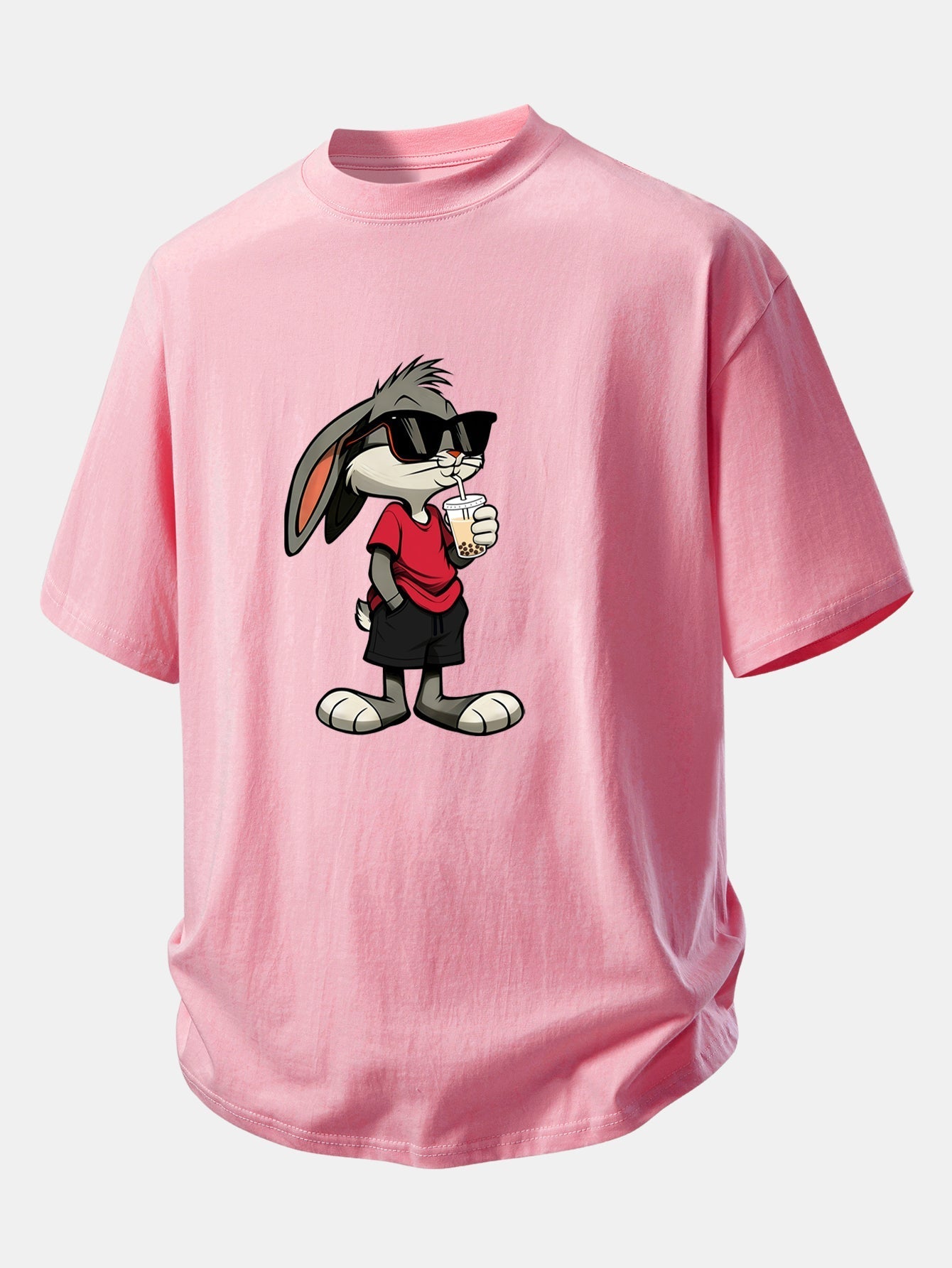 Comfortable Cartoon Rabbit Graphic Cotton Tee