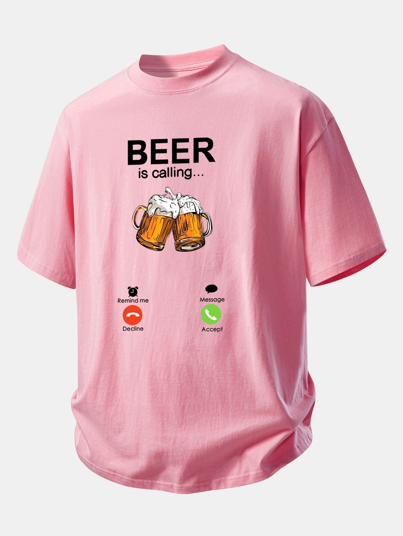 Comfortable Cotton T-Shirt with 'Beer Is Calling' Print