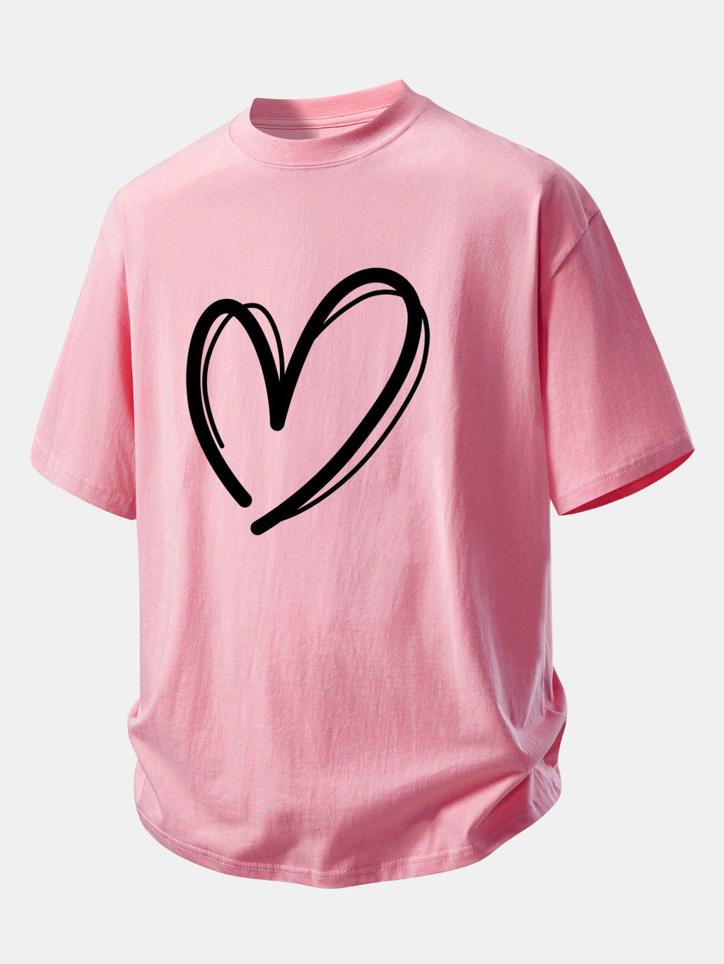 Comfortable Heart Print Cotton Tee