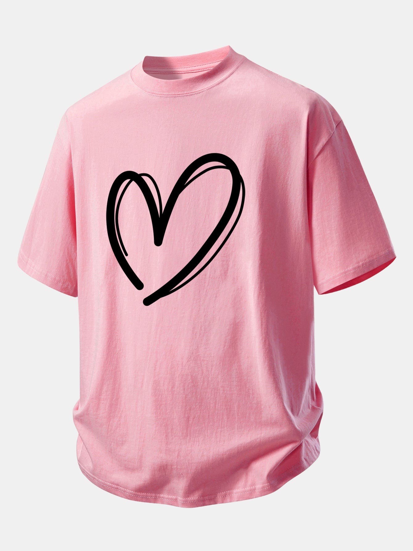 Comfortable Heart Print Cotton Tee