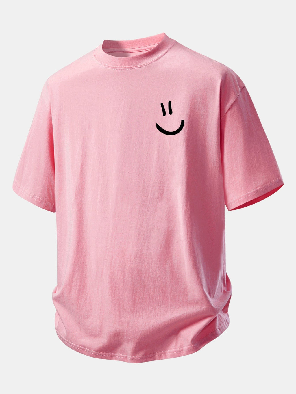 Comfortable Relaxed Fit Cotton T-Shirt with Smiley Face Design