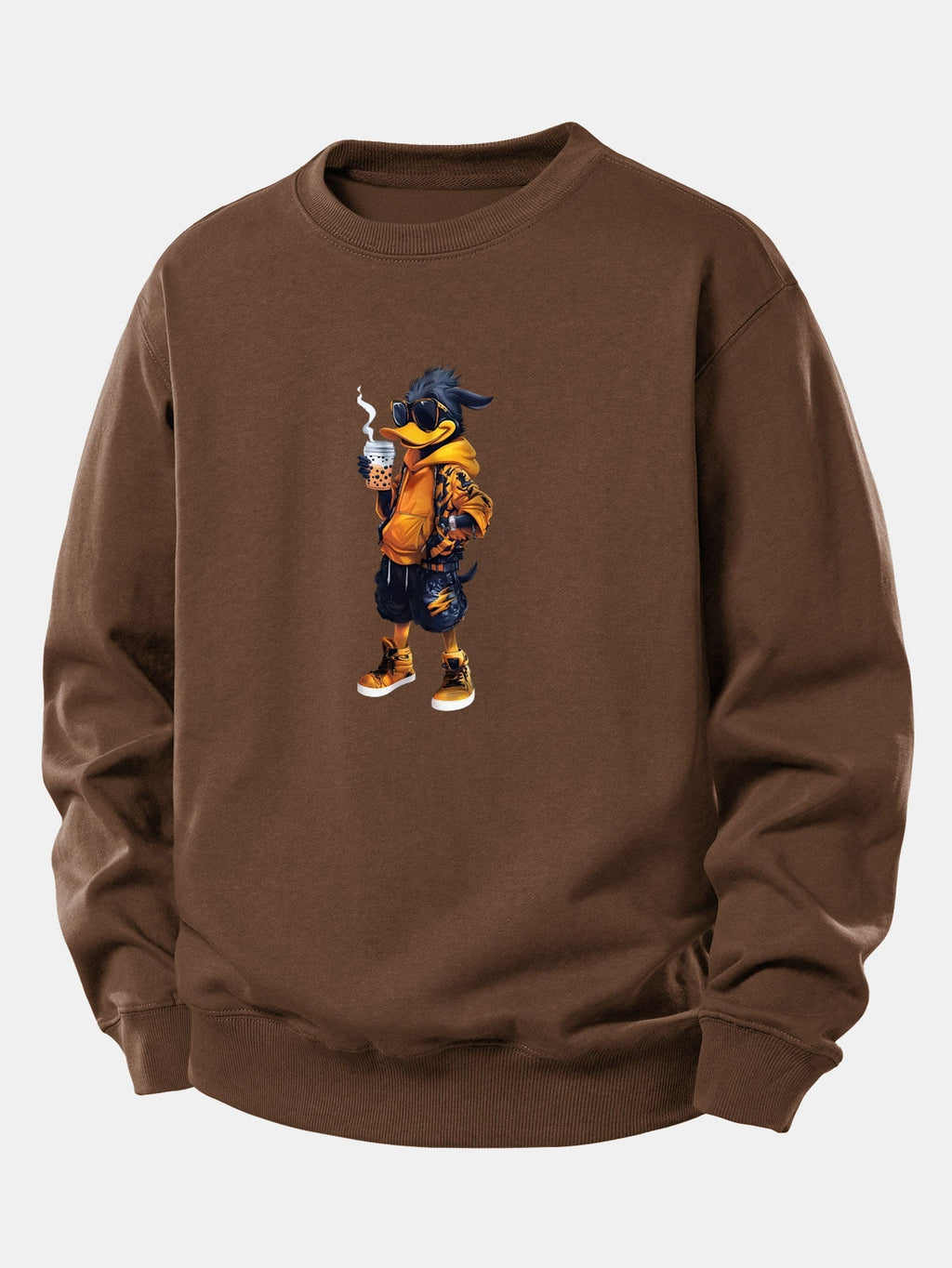 Relaxed Fit Sweatshirt with Cartoon Duck Design