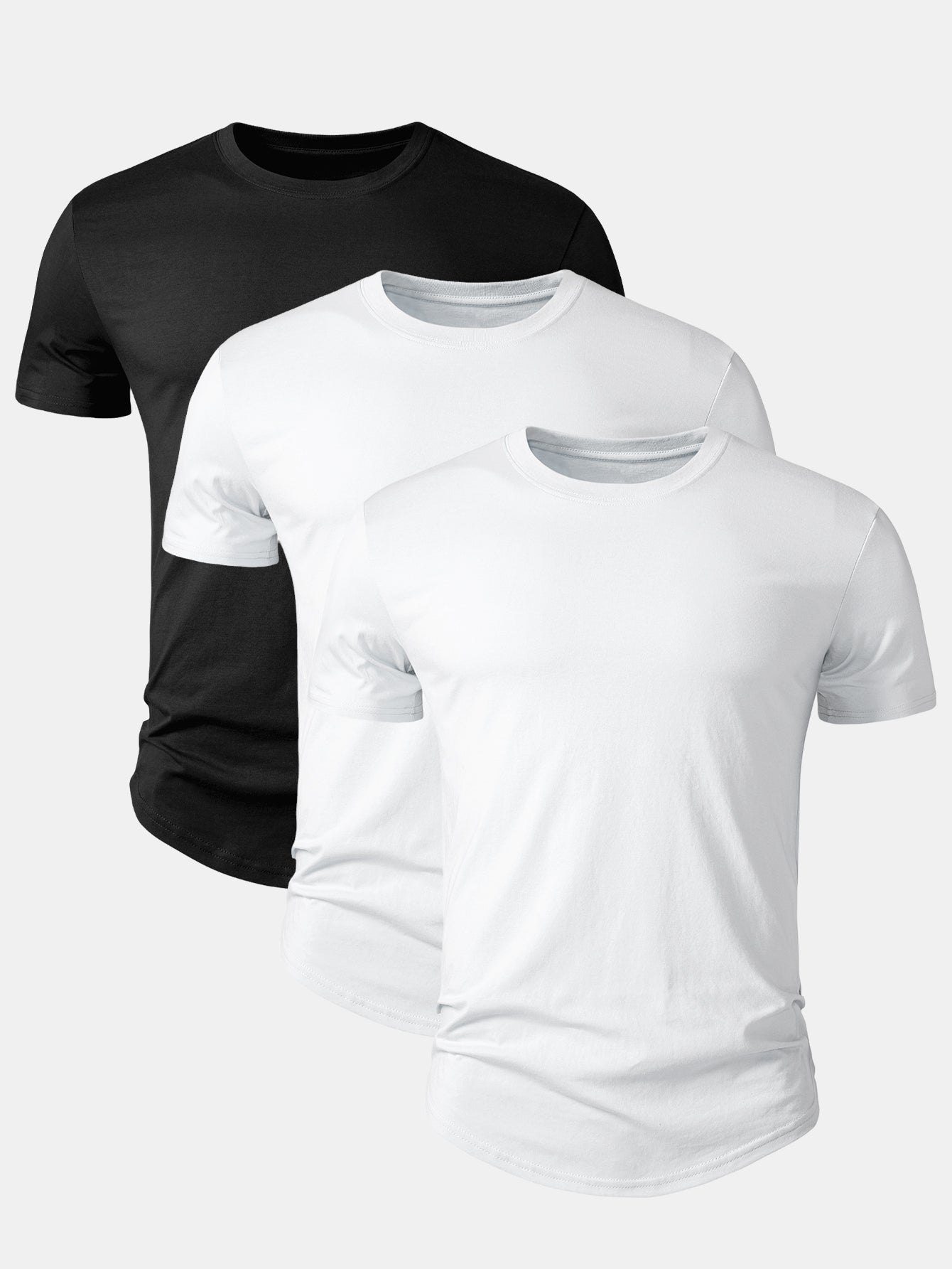 Set of 3 Essential Cotton Arc Hem T-Shirts