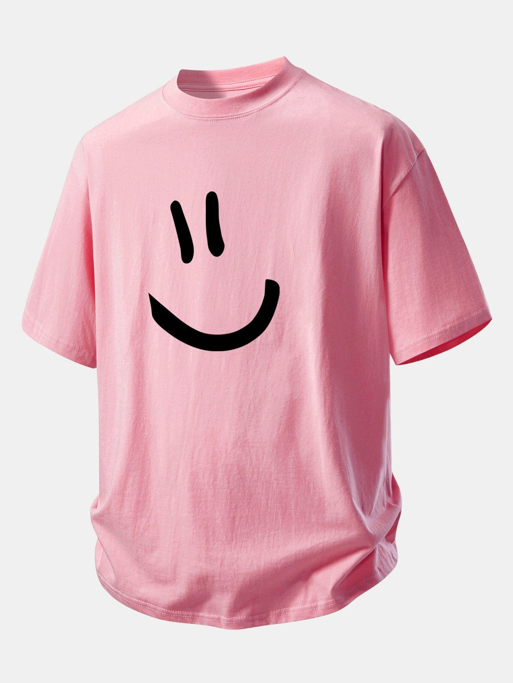 Comfortable Relaxed Fit Cotton T-Shirt with Smiley Face Design