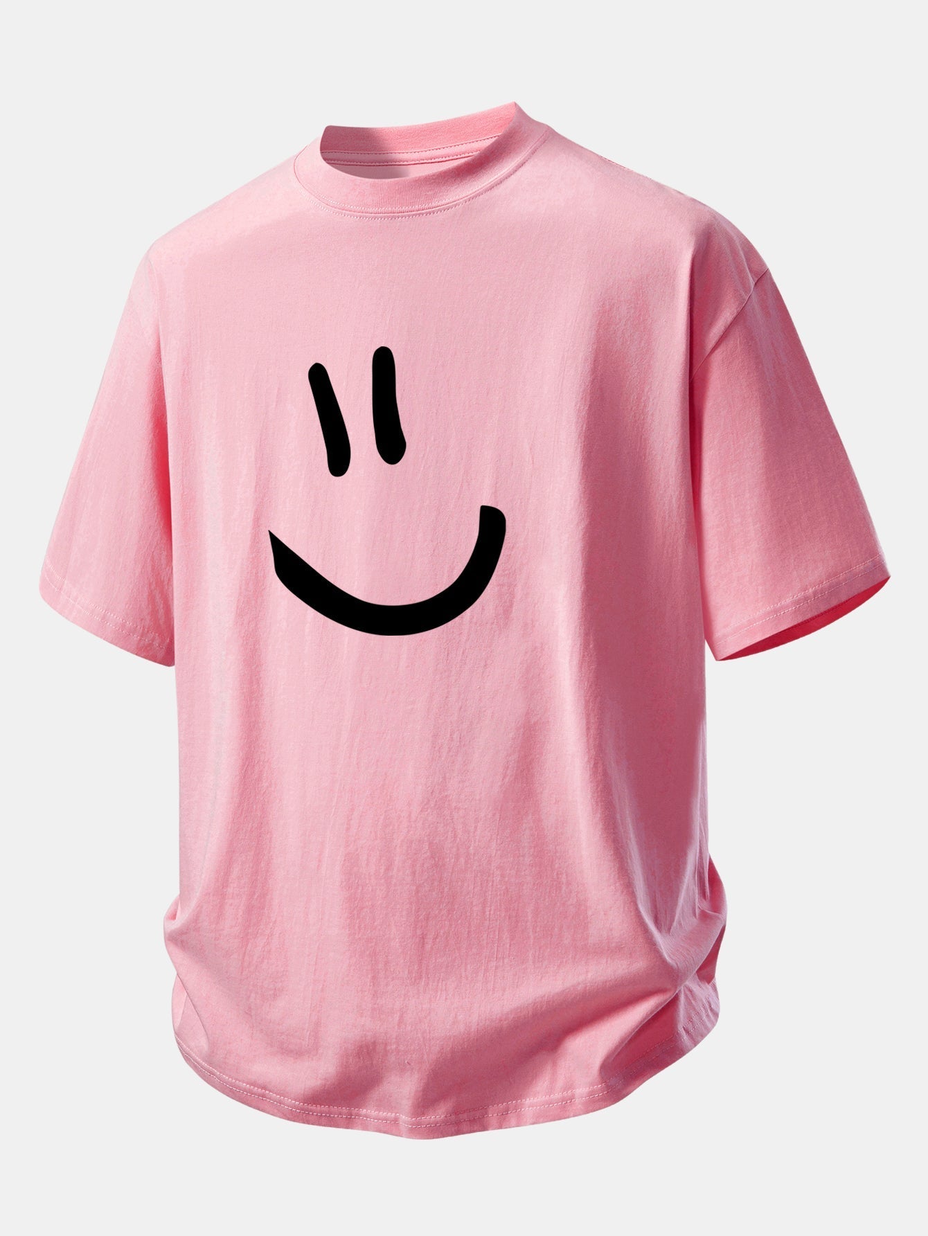 Comfortable Relaxed Fit Cotton T-Shirt with Smiley Face Design