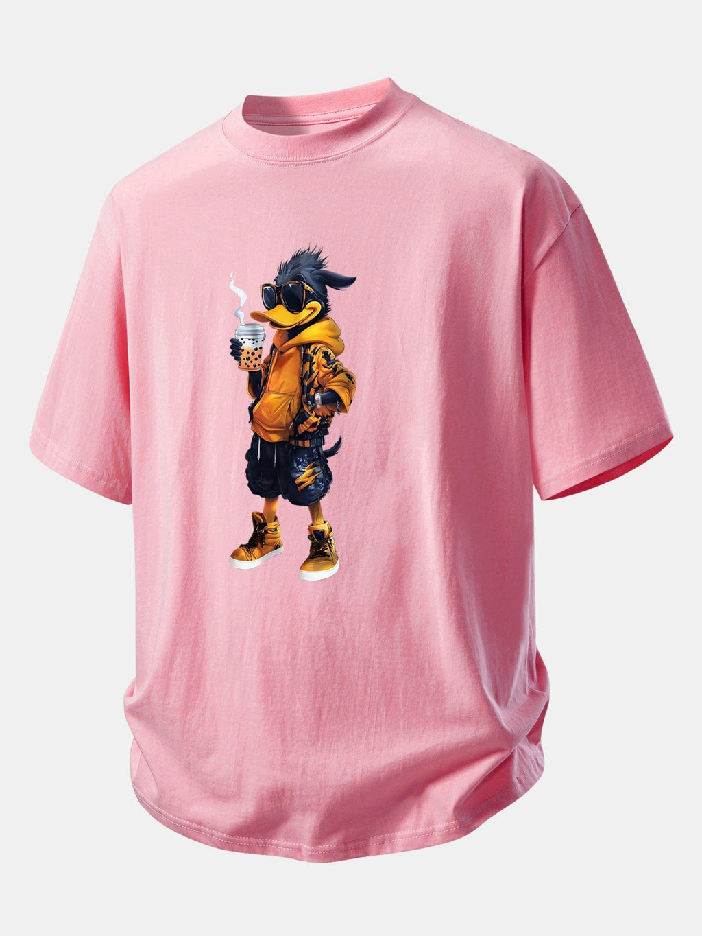 Comfortable Cartoon Duck Print Cotton Tee