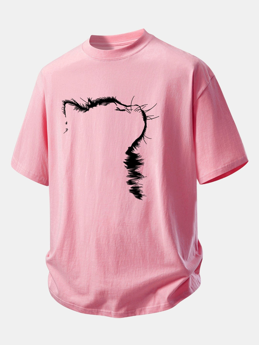 Comfortable Cat Print Cotton T-Shirt with Relaxed Fit