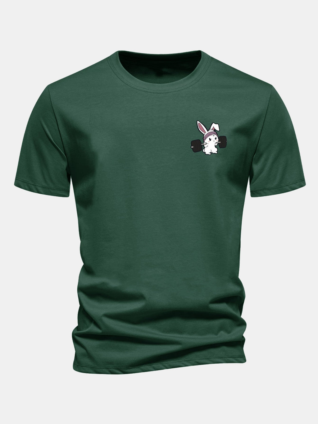 Classic Fit Cotton T-Shirt with Fitness Rabbit Print