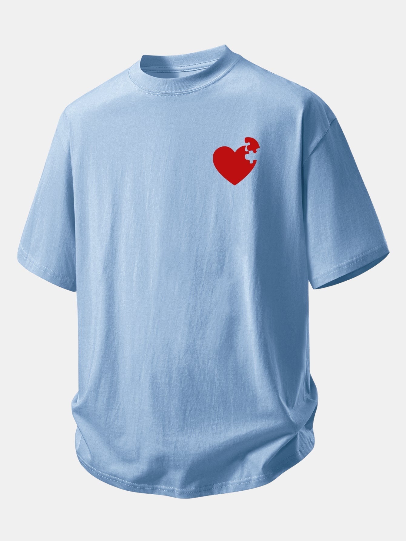 Comfortable Heart Puzzle Print Cotton Tee