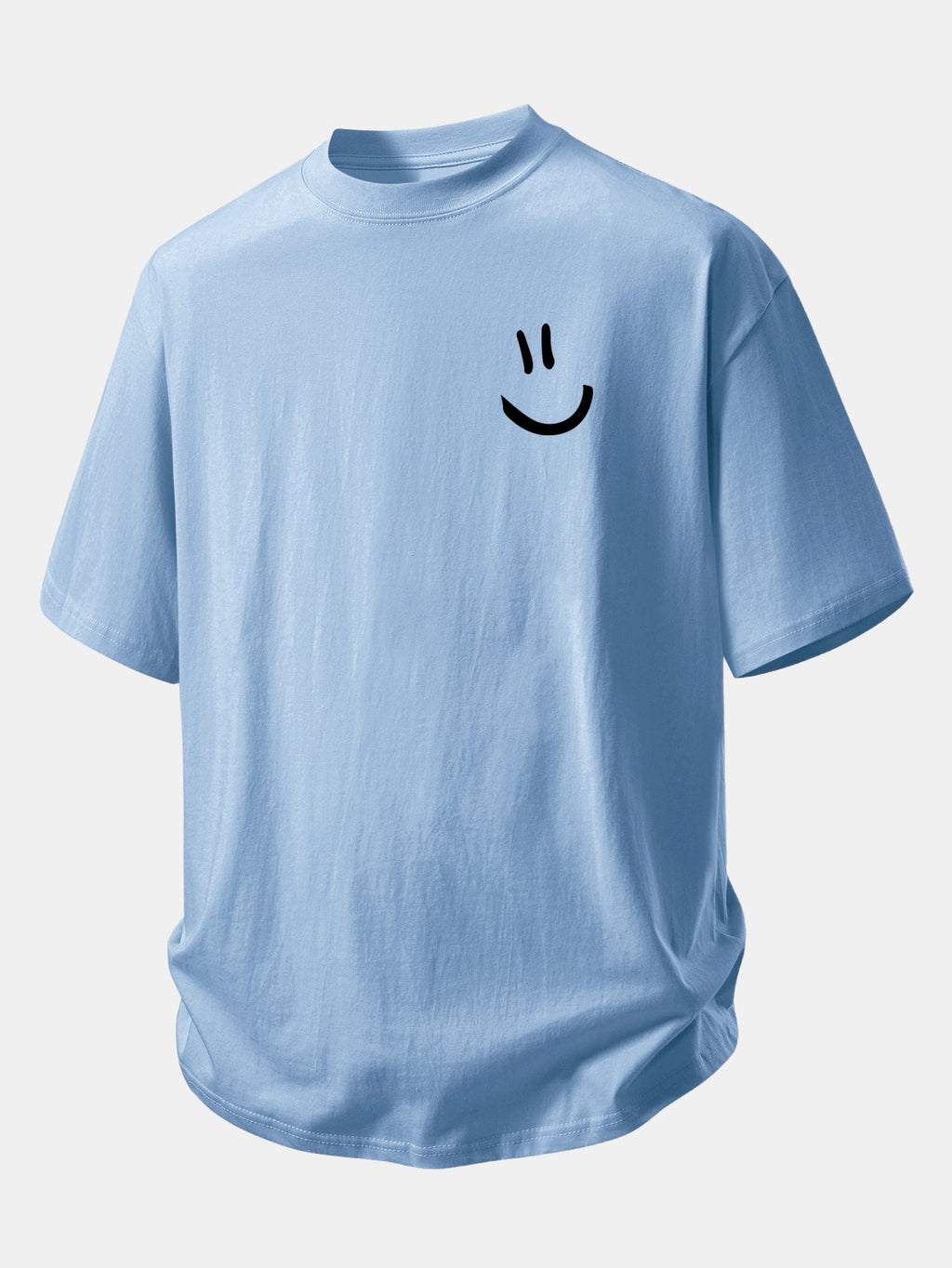 Comfortable Relaxed Fit Cotton T-Shirt with Smiley Face Design