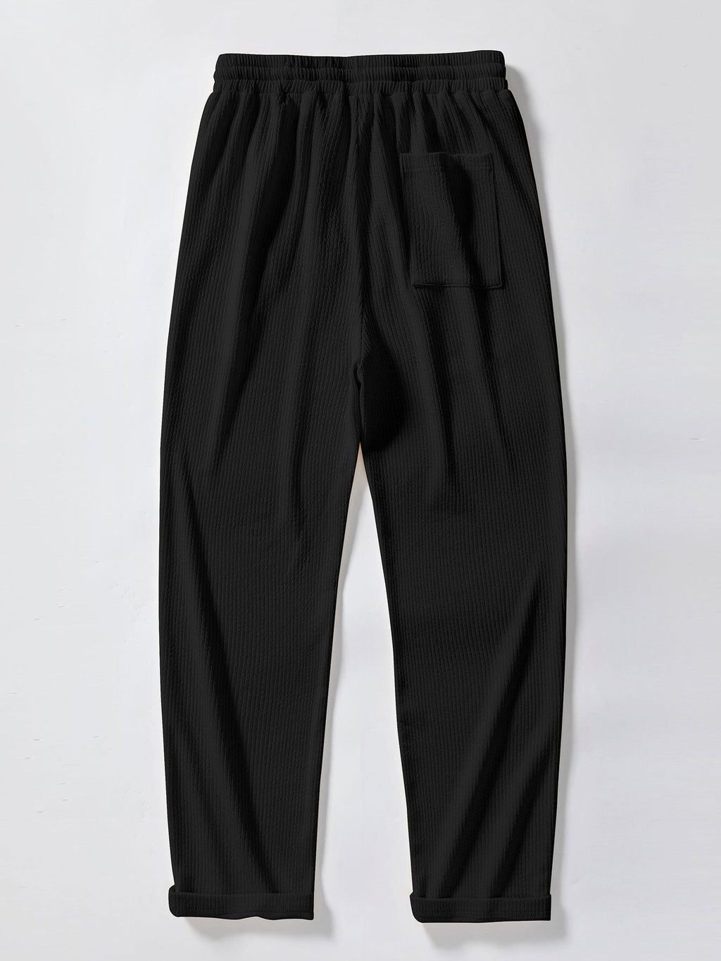 Ribbed Knit Polo with Contrast Trim and Straight Leg Ribbed Trousers