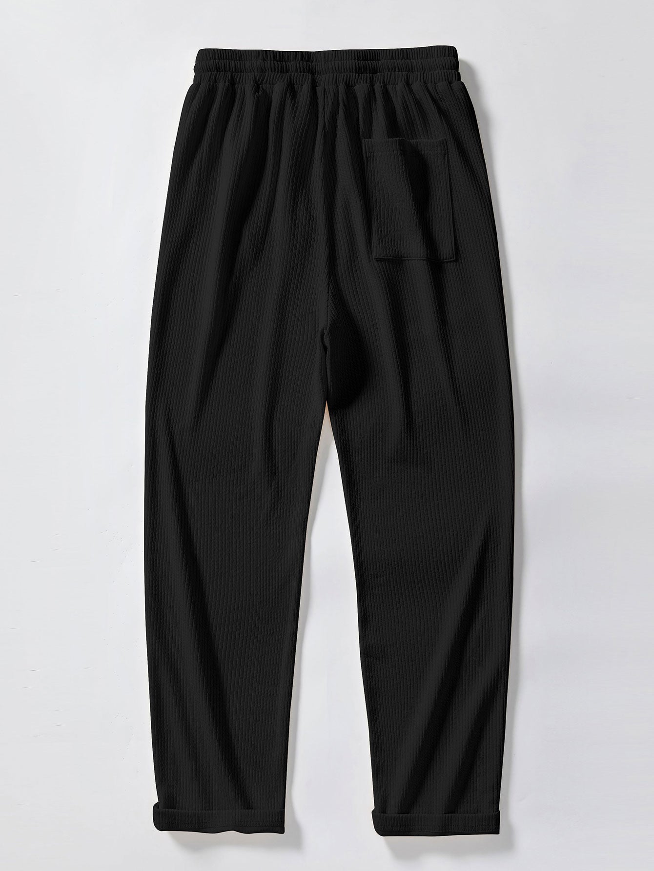 Ribbed Knit Polo with Contrast Trim and Straight Leg Ribbed Trousers