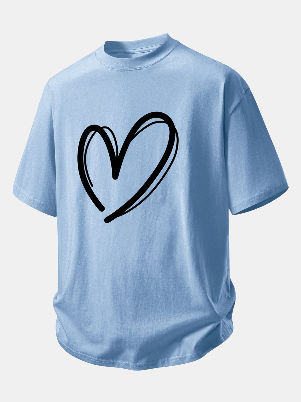 Comfortable Heart Print Cotton Tee