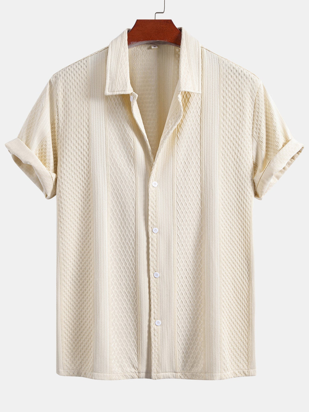 Geometric Patterned Jacquard Button-Up Shirt