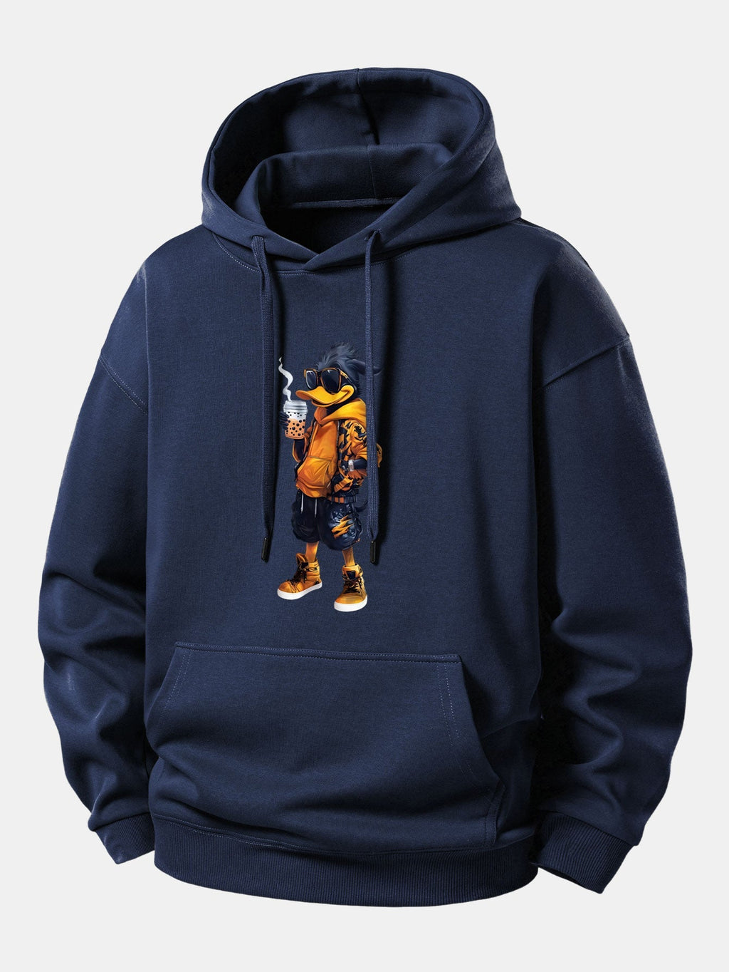 Relaxed Fit Hoodie with Cartoon Duck Design