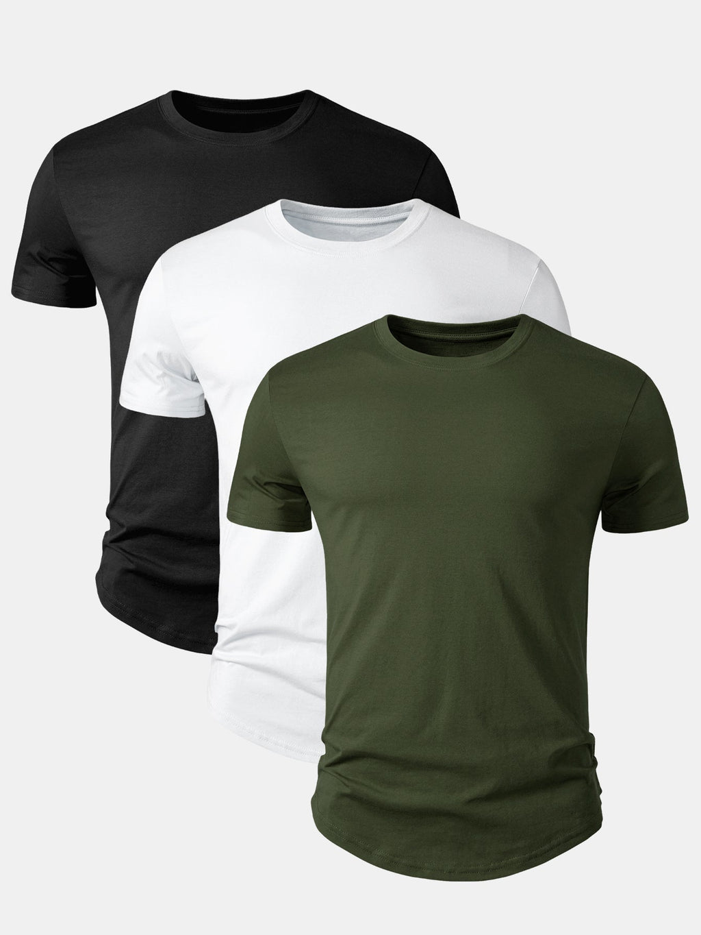 Set of 3 Essential Cotton Arc Hem T-Shirts