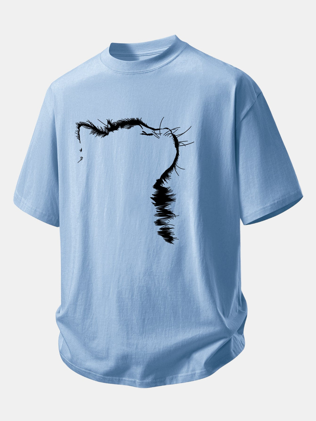 Comfortable Cat Print Cotton T-Shirt with Relaxed Fit
