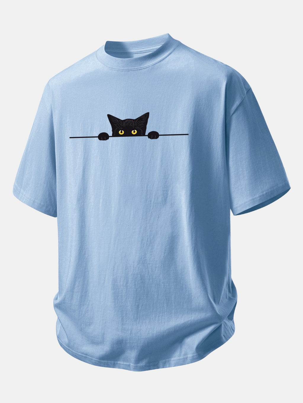 Comfortable Black Cat Graphic Cotton T-Shirt
