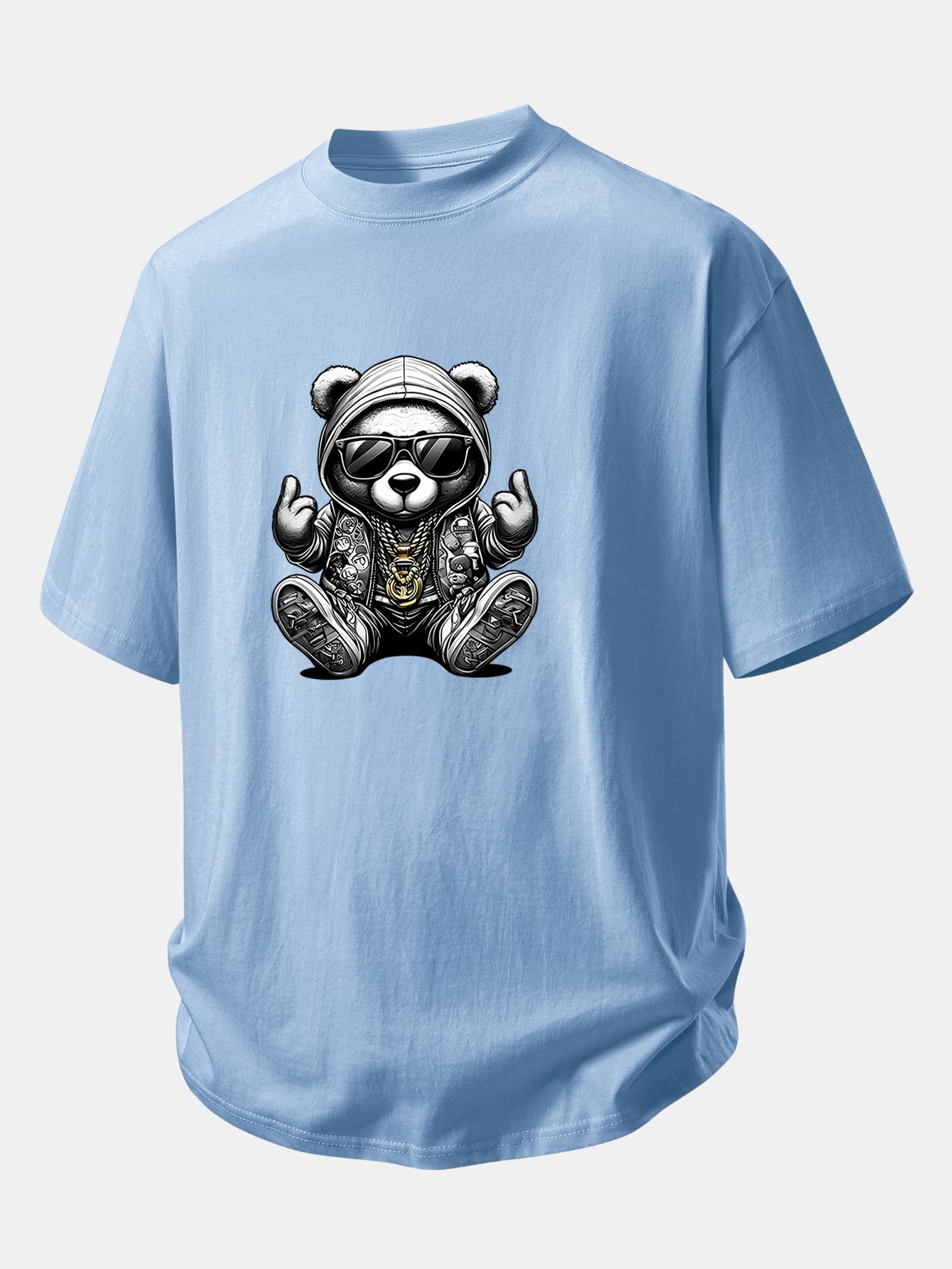 Comfortable Hip Hop Bear Graphic Cotton Tee
