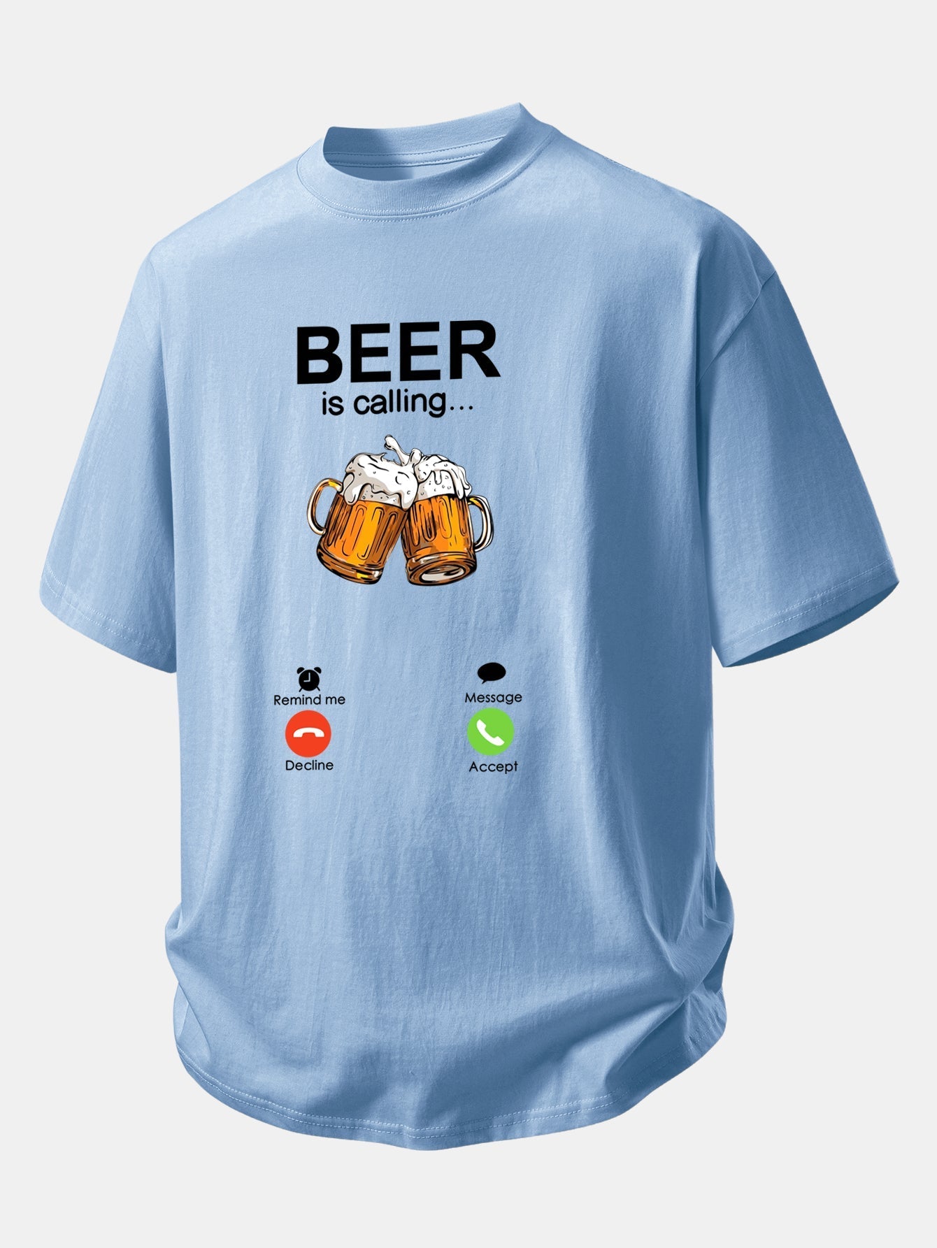 Comfortable Cotton T-Shirt with 'Beer Is Calling' Print