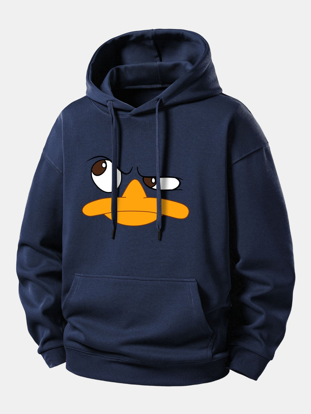 Relaxed Fit Hoodie with Emoji Duck Design