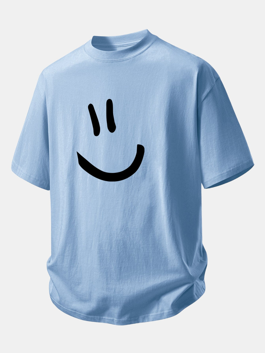 Comfortable Relaxed Fit Cotton T-Shirt with Smiley Face Design