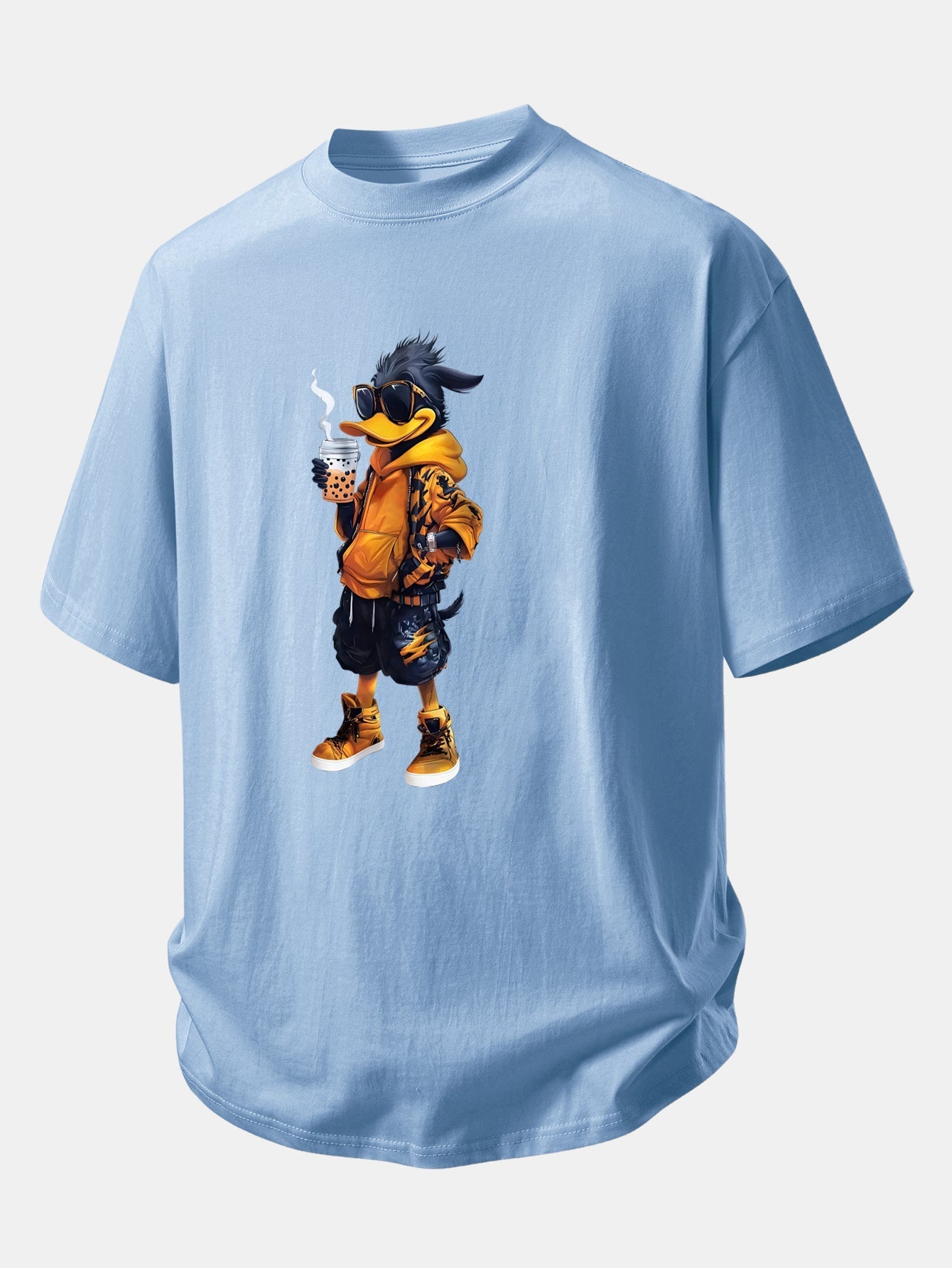 Comfortable Cartoon Duck Print Cotton Tee