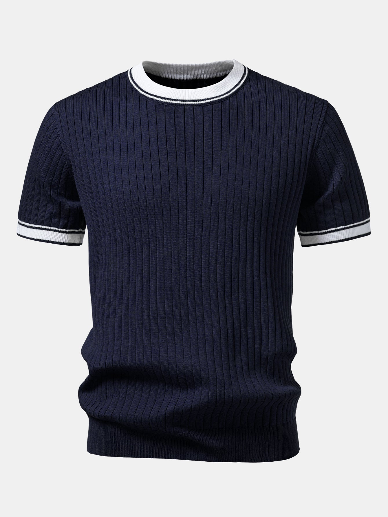 Color-Blocked Crew Neck Knit Tee