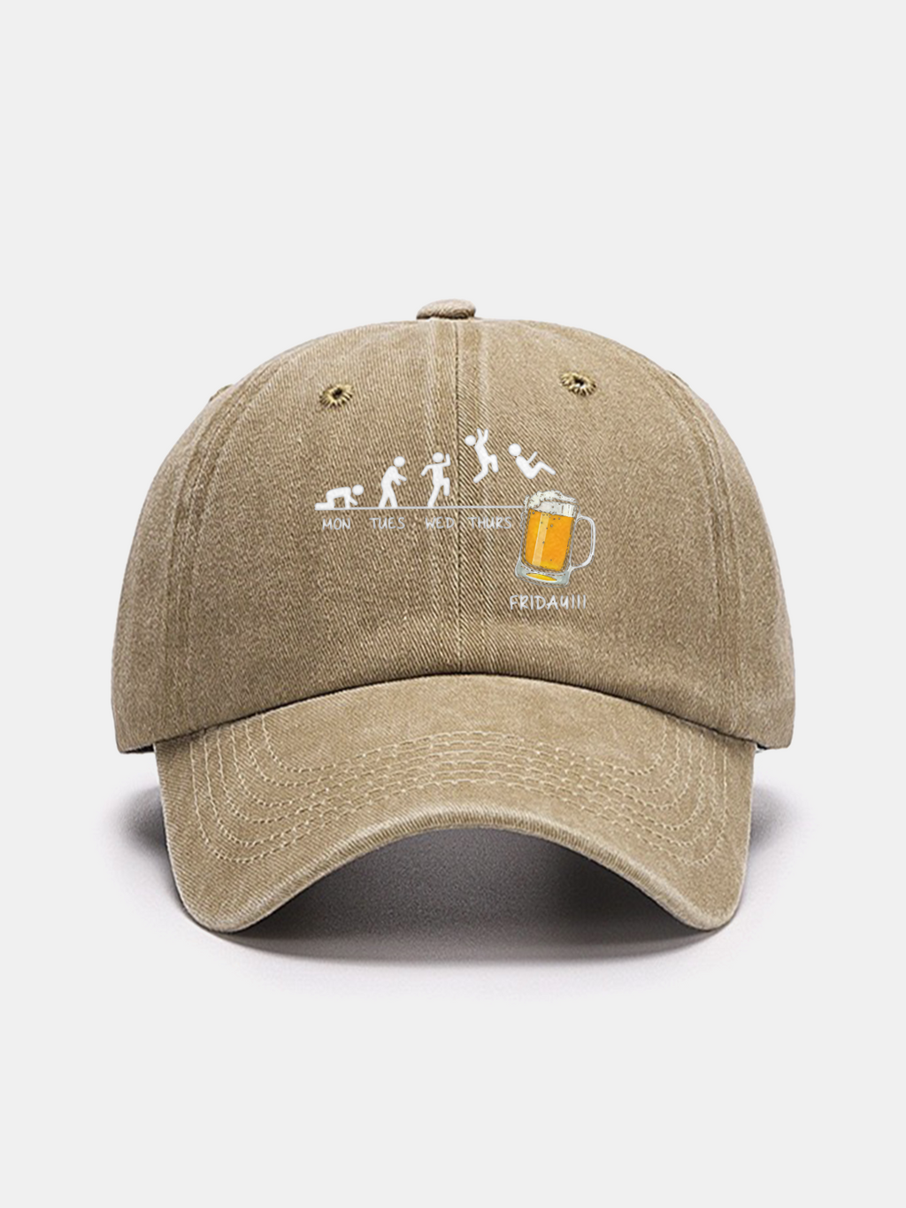 Washed Baseball Cap with Beer Weekly Plan Design