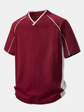 V-Neck Raglan T-Shirt with Contrast Piping