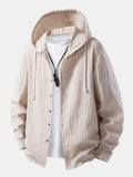 Textured Hooded Shirt with Linen Appearance