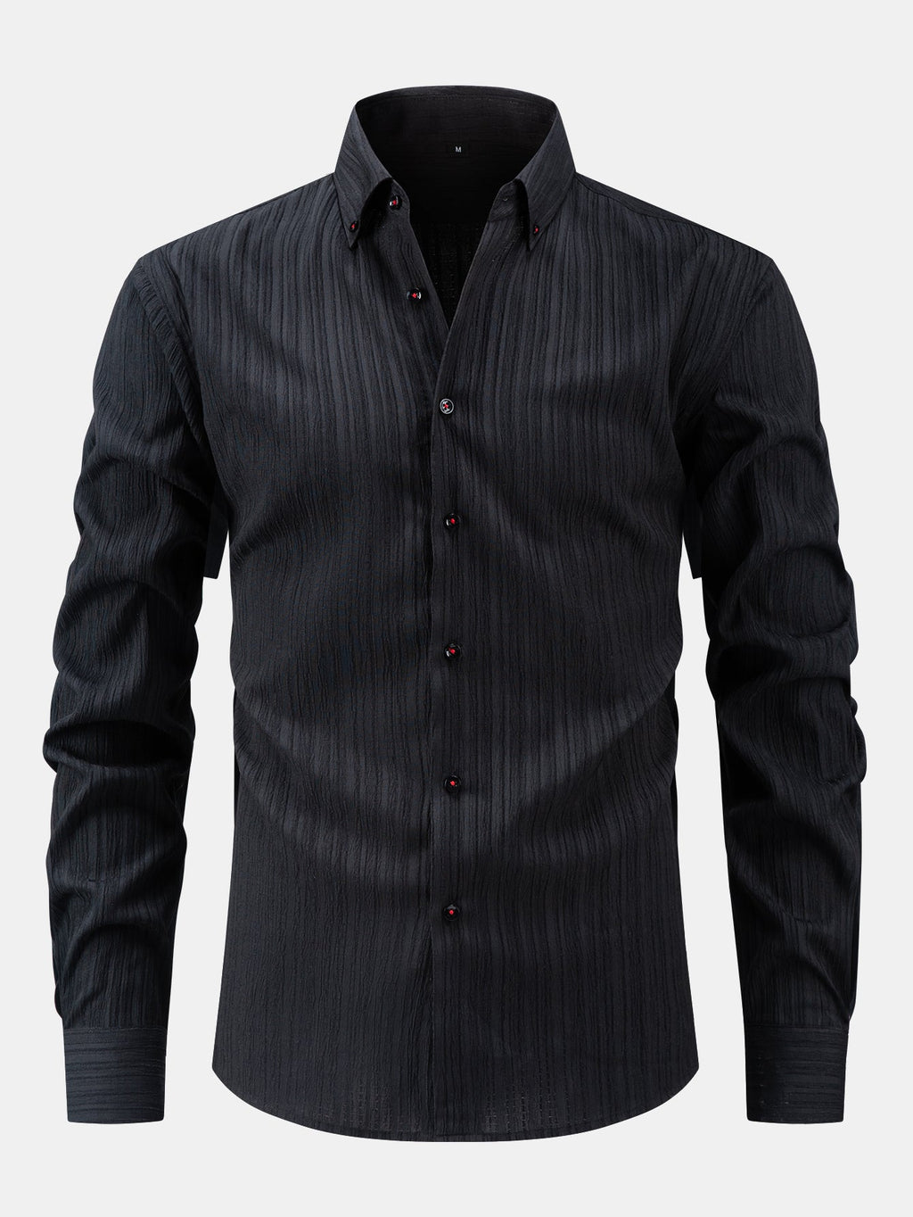 Button-Up Crinkle Shirt with Long Sleeves