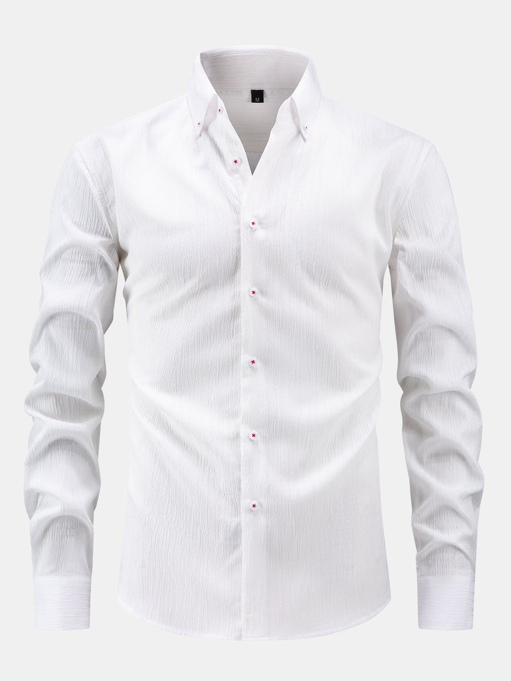 Button-Up Crinkle Shirt with Long Sleeves