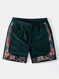 Geometric Ethnic Jacquard Patchwork Corduroy Shorts